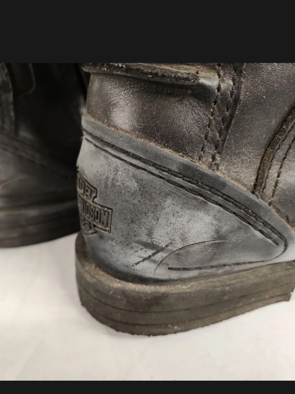 Distressed Classic Harley-Davidson Men's Black Boots Size 11.5 - Picture 5 of 9